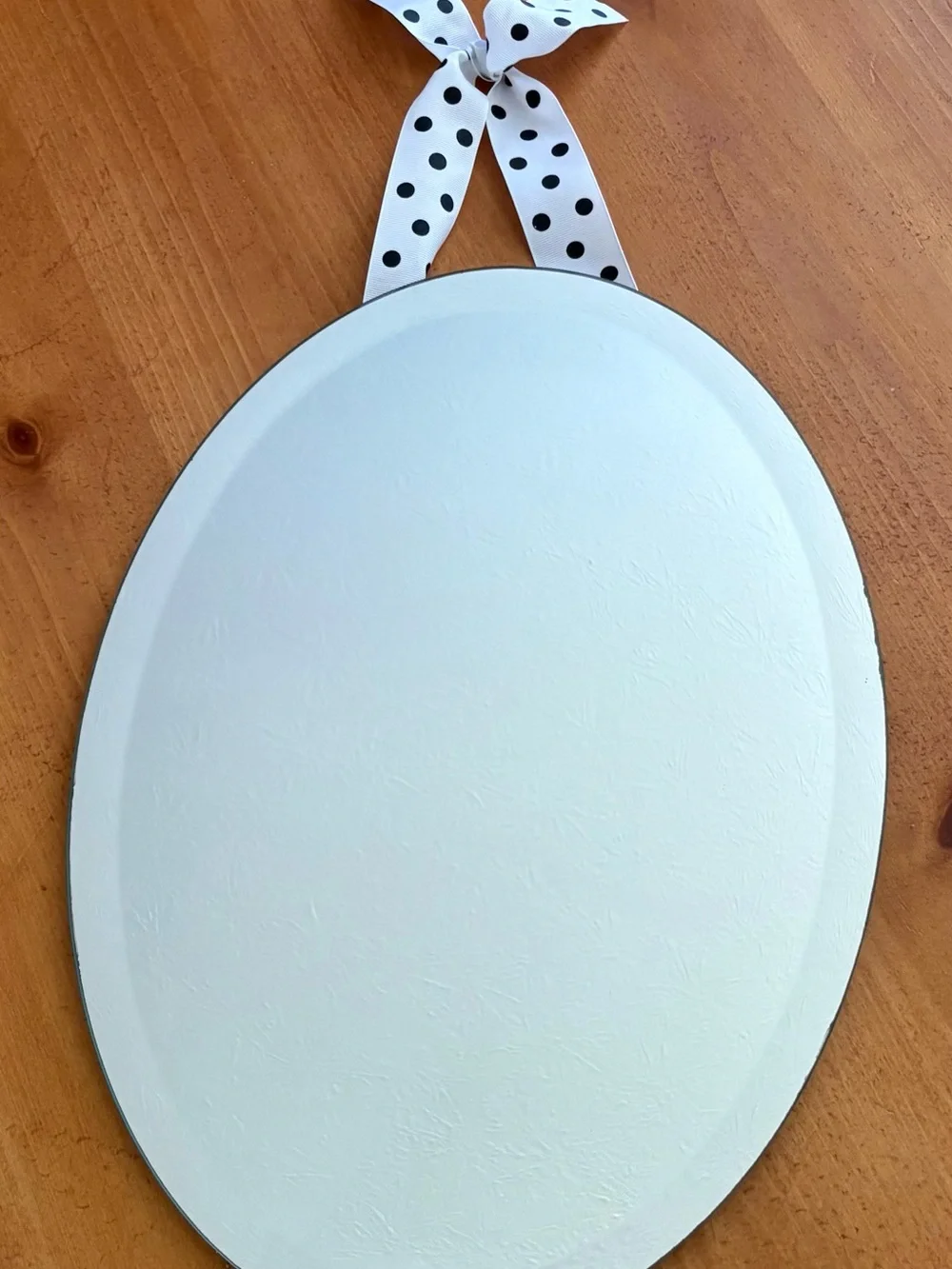 Pottery Barn Vintage Oval Hanging Mirror Polka Dot With Bow Detail